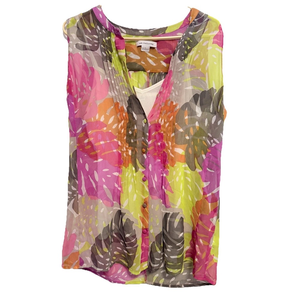 Women's NWT Liz Claiborne Venus Floral Print Tank Large